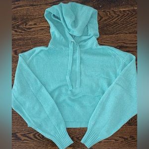 EVERLANE Mint Green Cashmere Cropped Hoodie